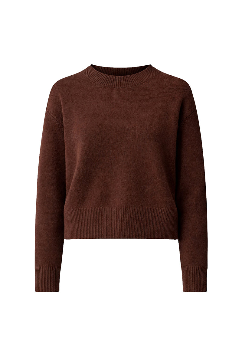 Sweater with wide waistband in merino wool