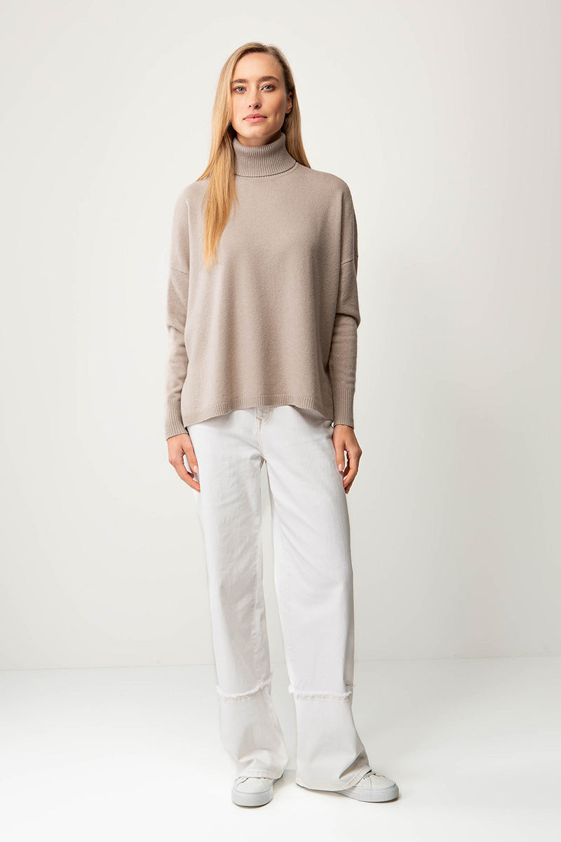 Turtleneck pullover in cashmere wool mix