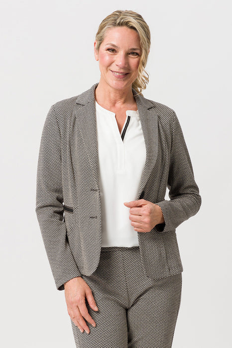 Jacket with two-tone herringbone pattern