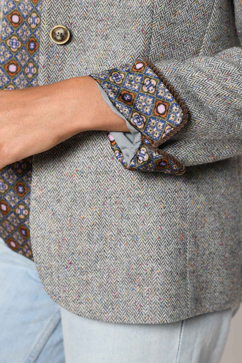 Wool jacket in herringbone pattern