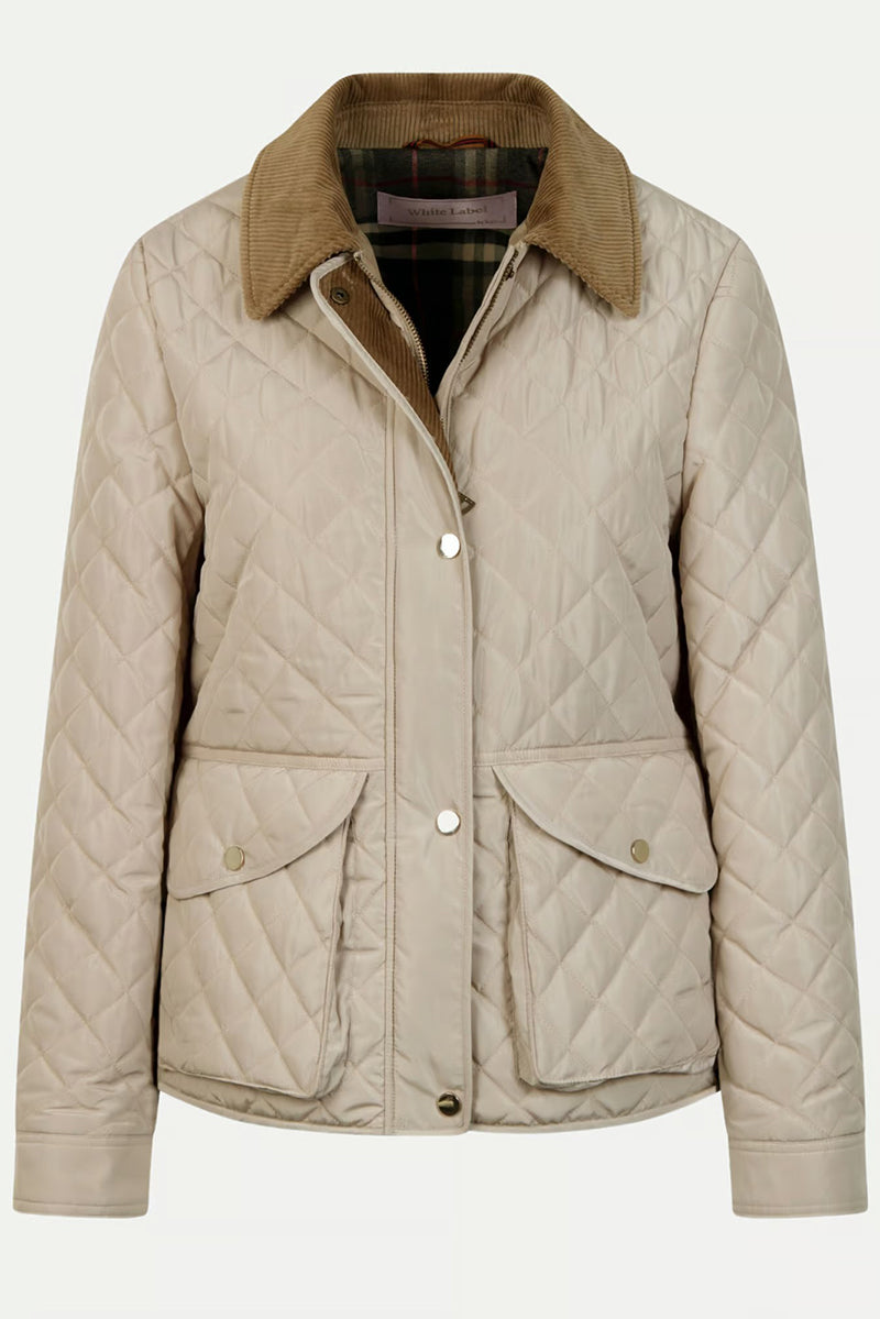 Quilted jacket with corduroy collar