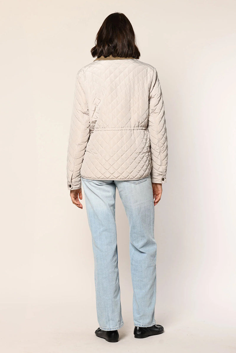 Quilted jacket with corduroy collar
