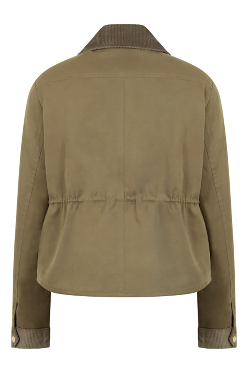Cotton jacket with corduroy collar