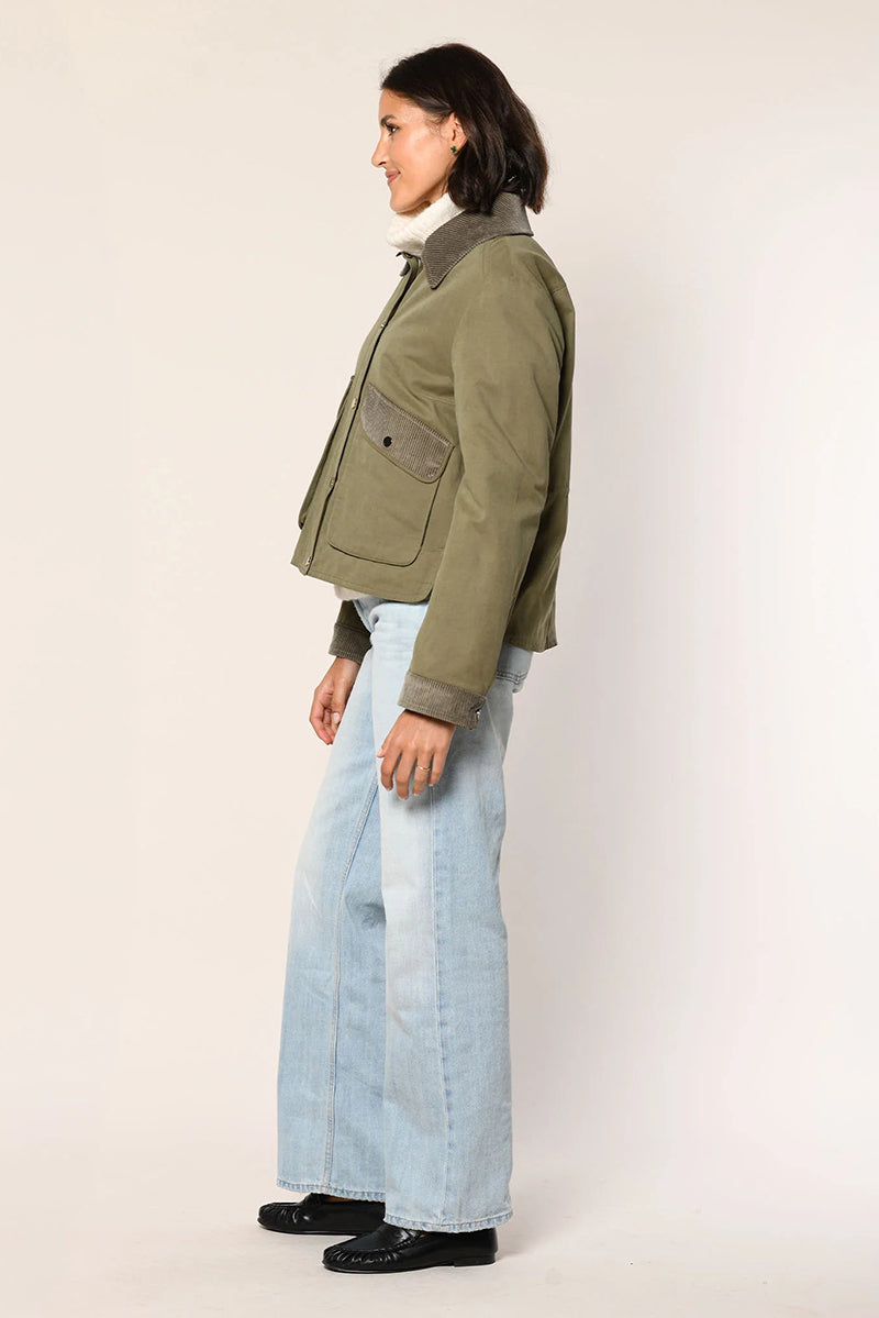 Cotton jacket with corduroy collar