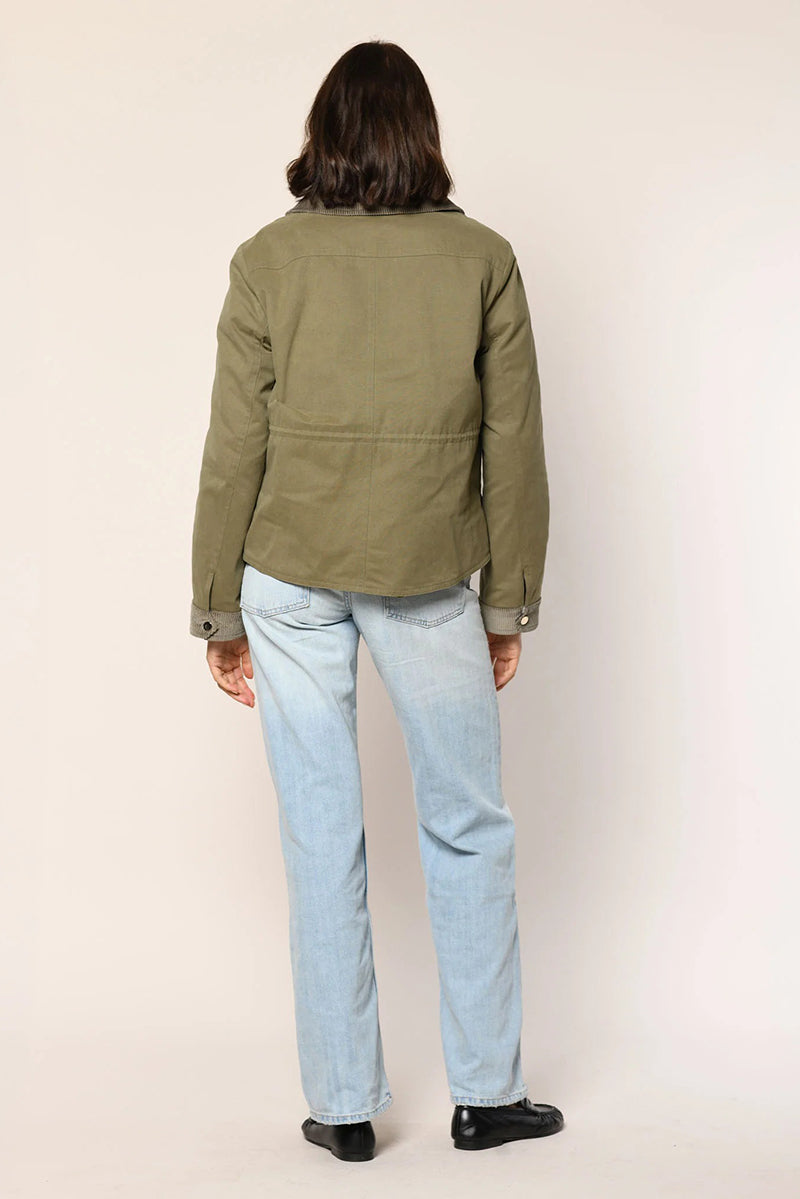 Cotton jacket with corduroy collar