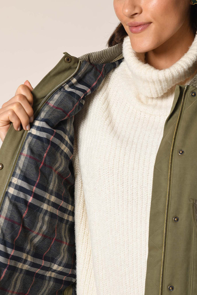 Cotton jacket with corduroy collar