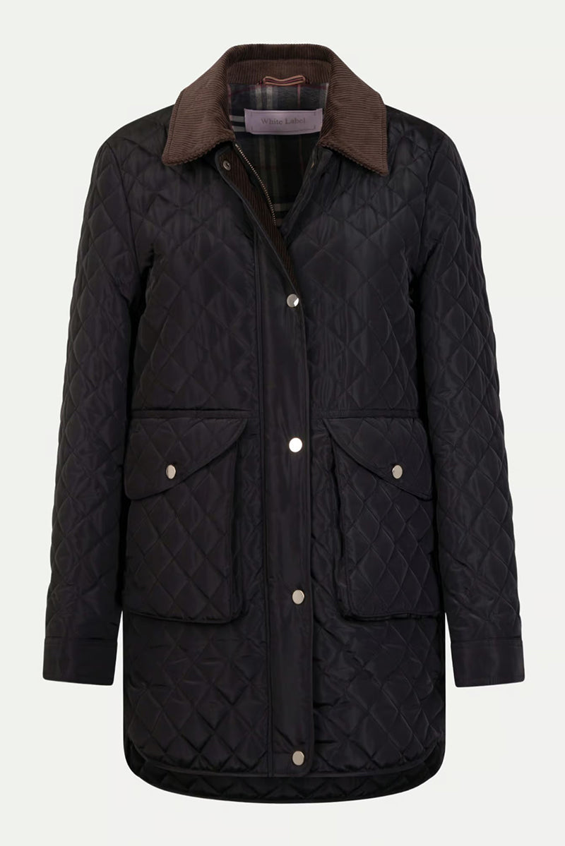 Quilted jacket with corduroy collar