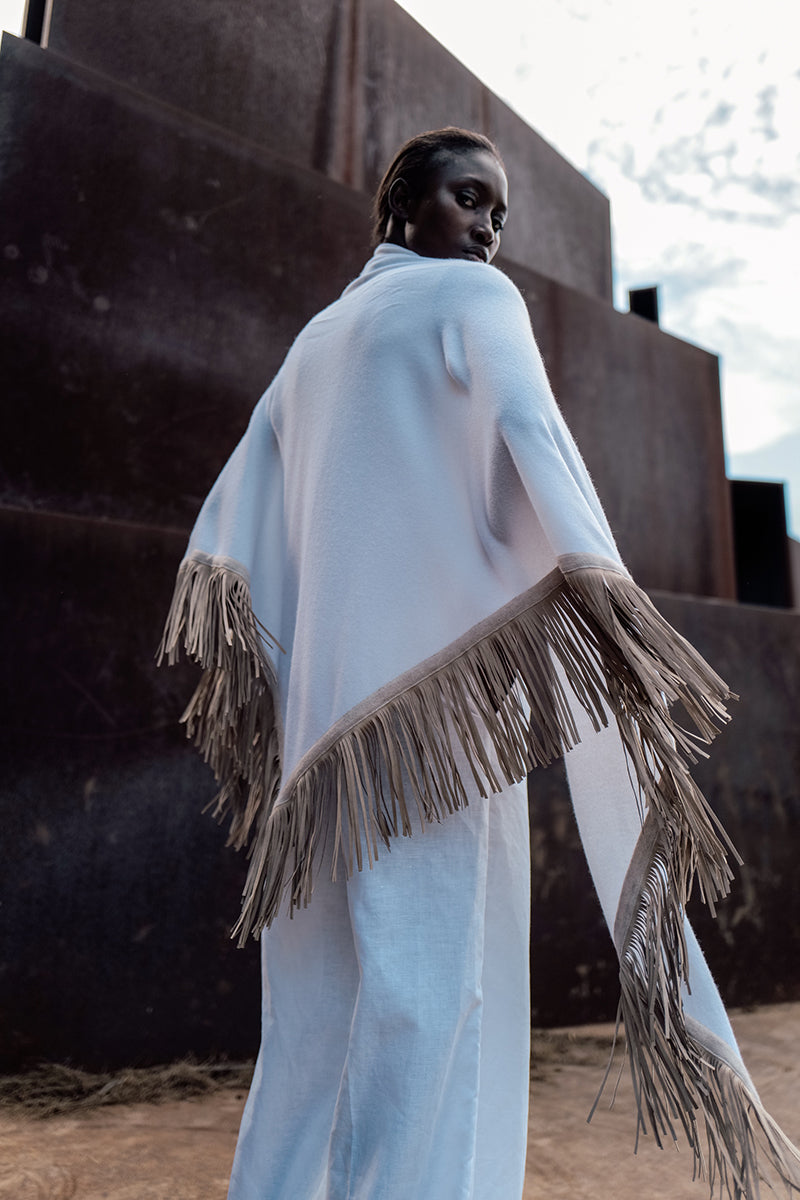 Shawl with leather by Gina Schumacher