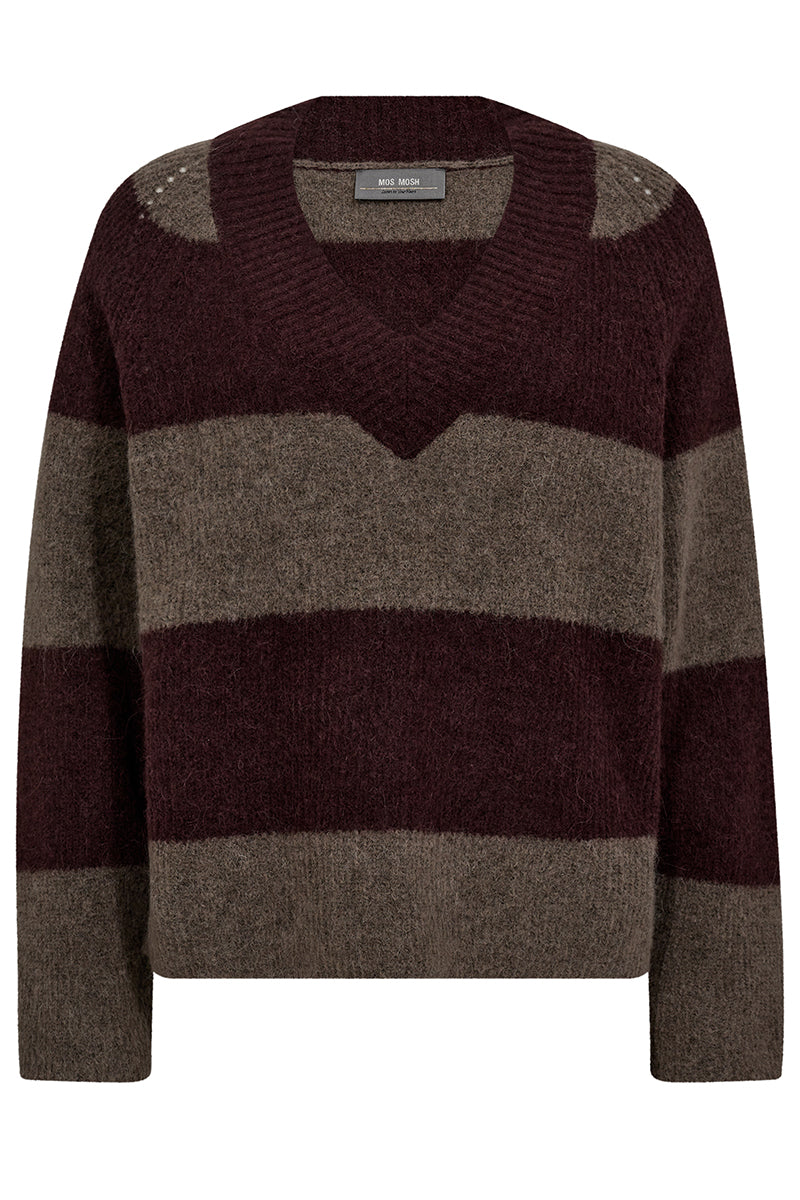MMTaci Stripe LS V-Neck Knit