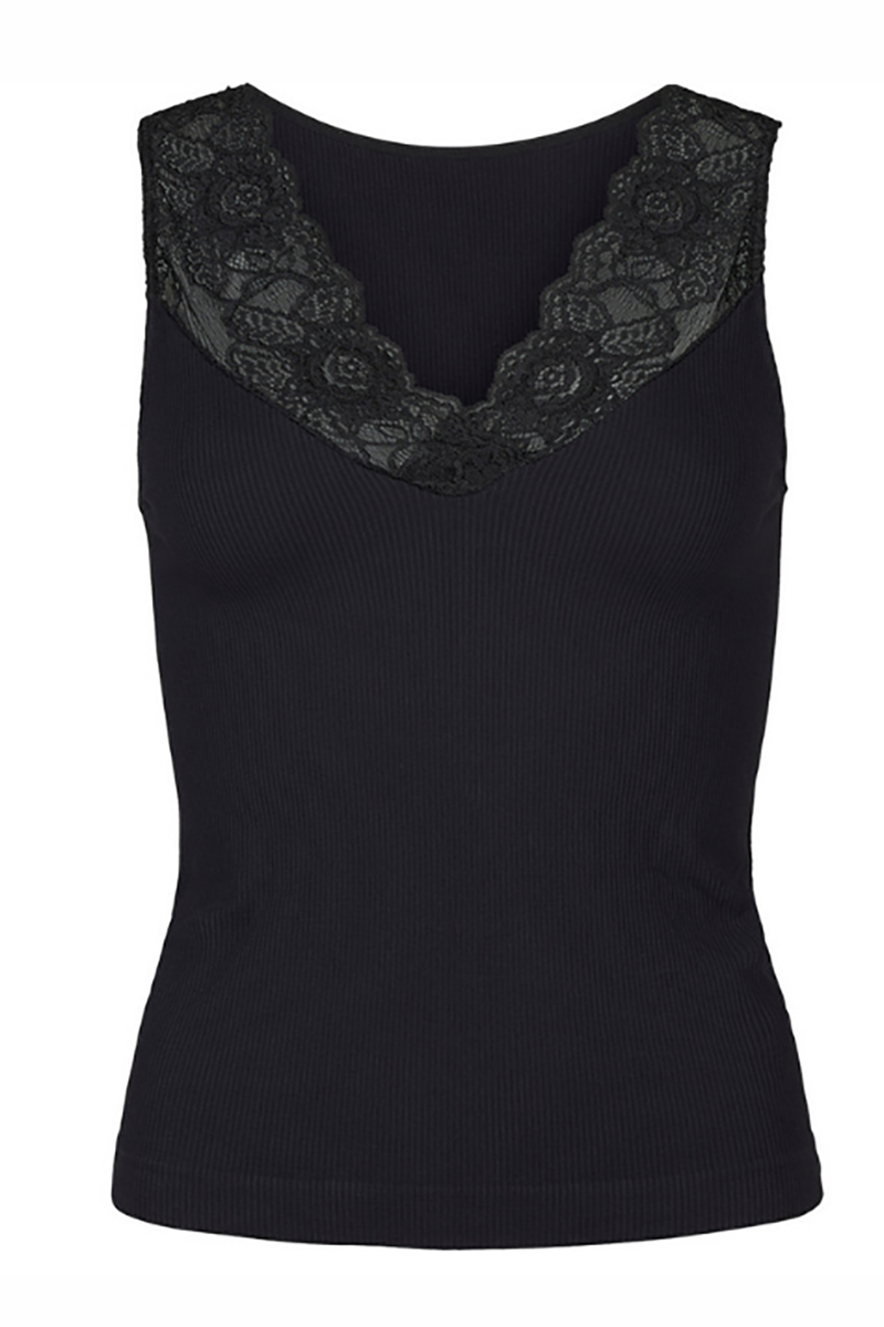 Belen rib v-lace Top