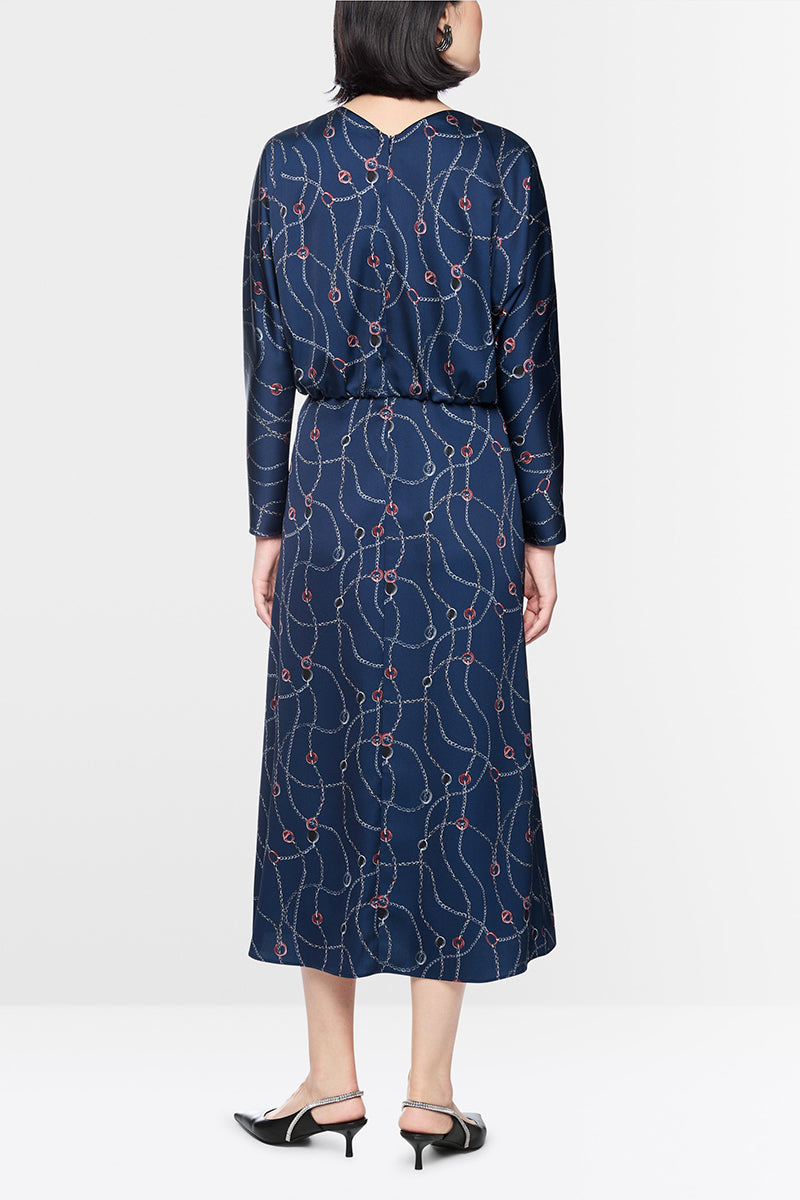 Midi dress with chain print