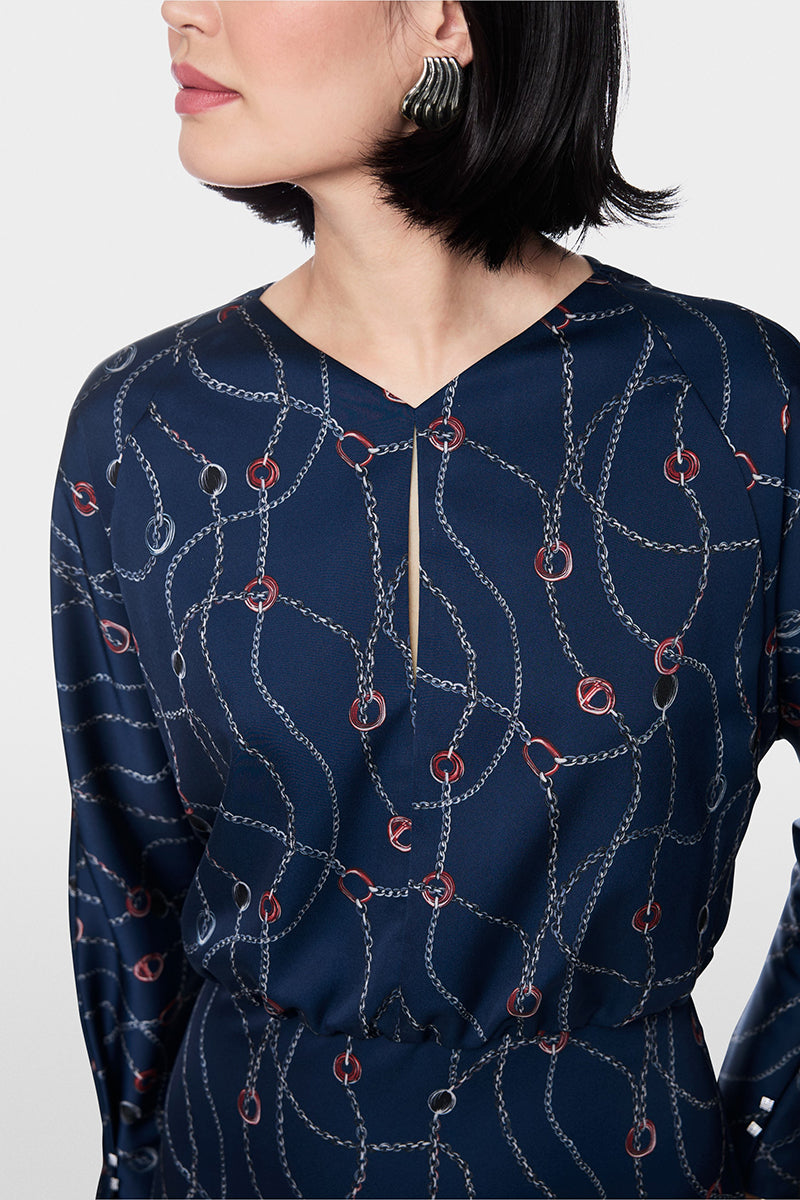 Midi dress with chain print