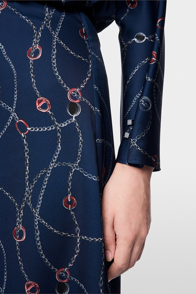 Midi dress with chain print