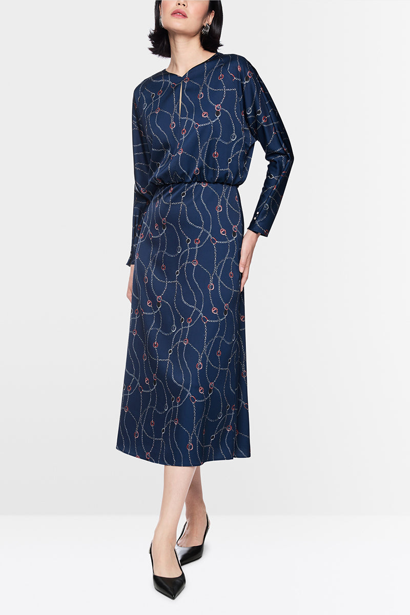 Midi dress with chain print
