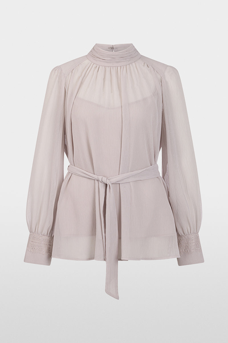 Crêpe blouse with tie belt