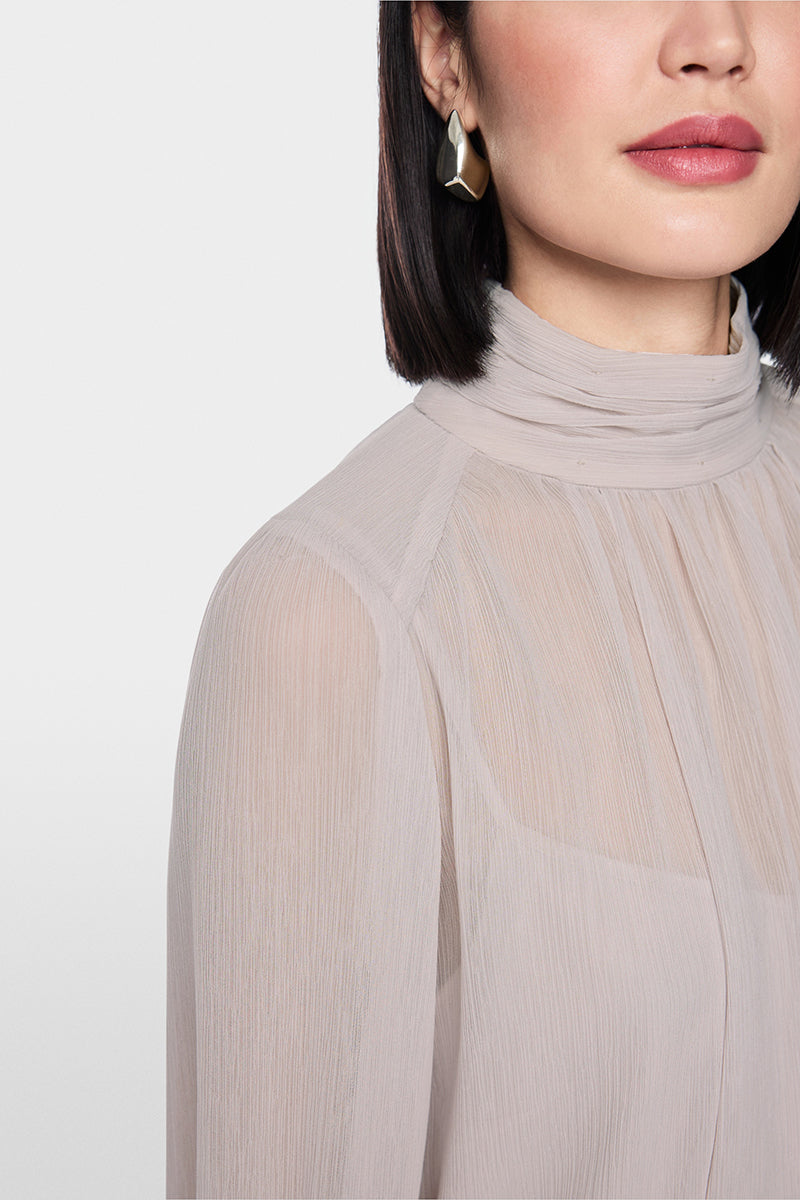 Crêpe blouse with tie belt