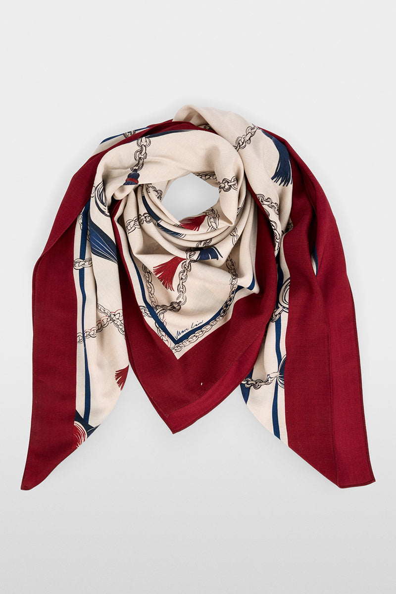 Wool-silk scarf with chain print