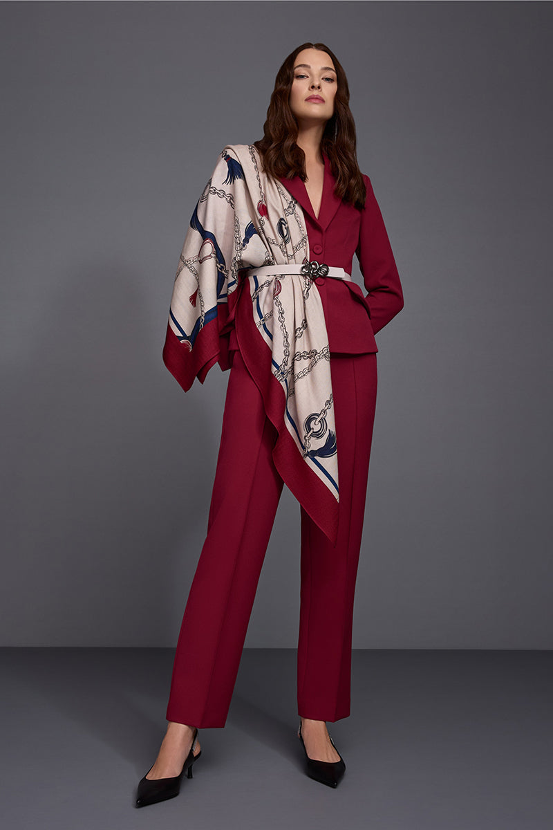 Wool-silk scarf with chain print