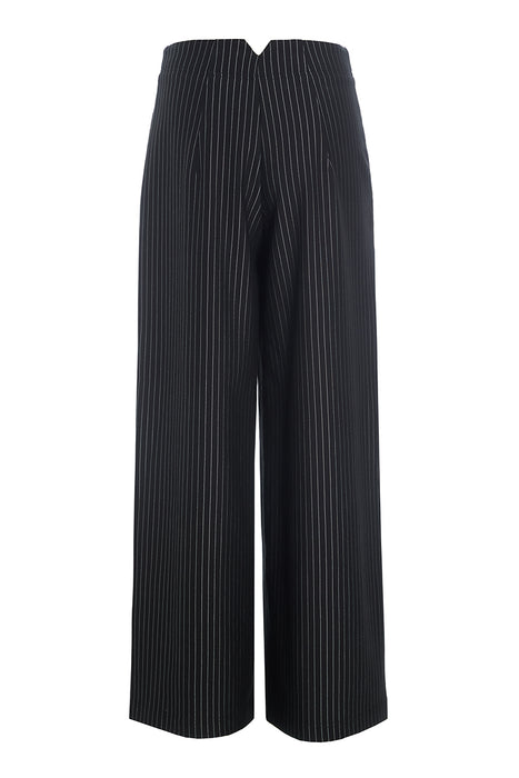 Pinstripe jersey wide trousers