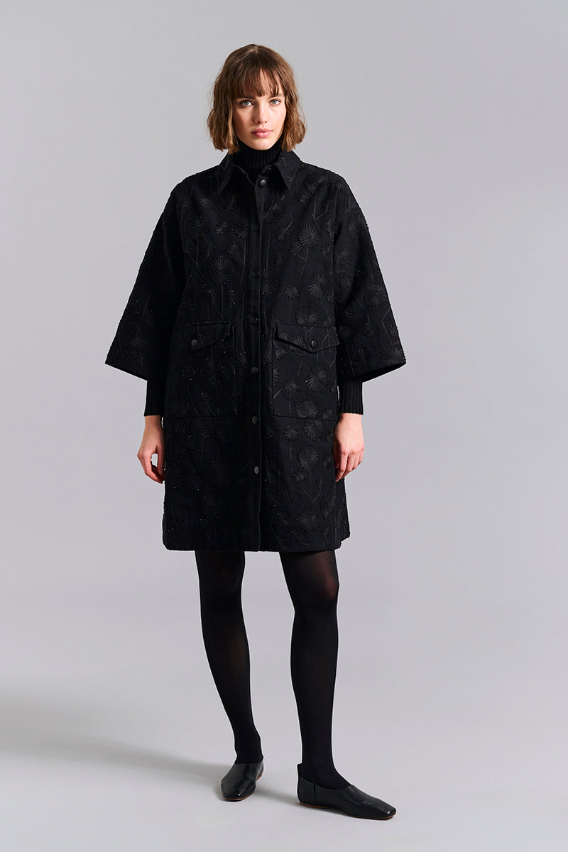 Dark daisy coat dress