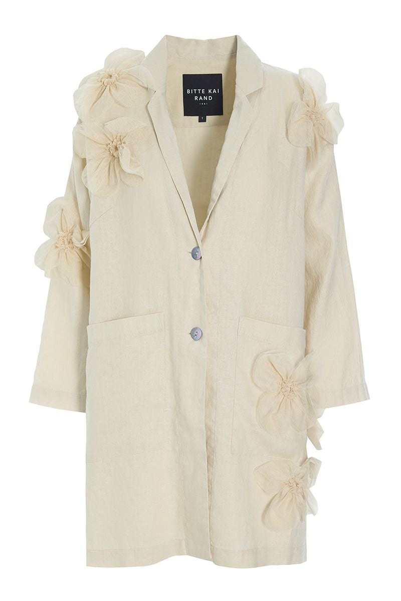 Lazy linen jacket with flowers