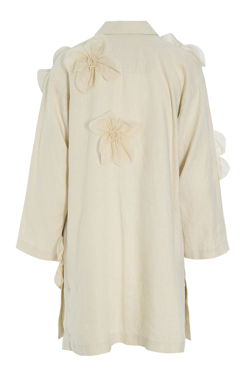 Lazy linen jacket with flowers