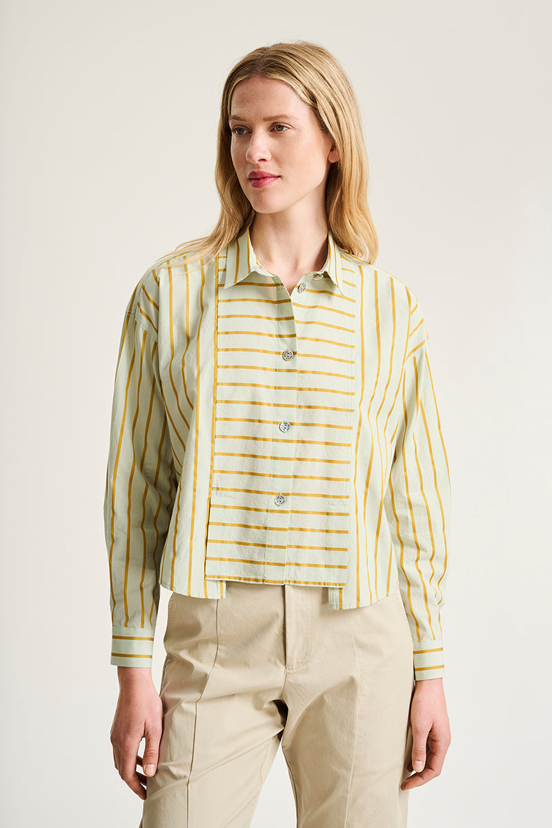 Golden stripes shirt with pleats