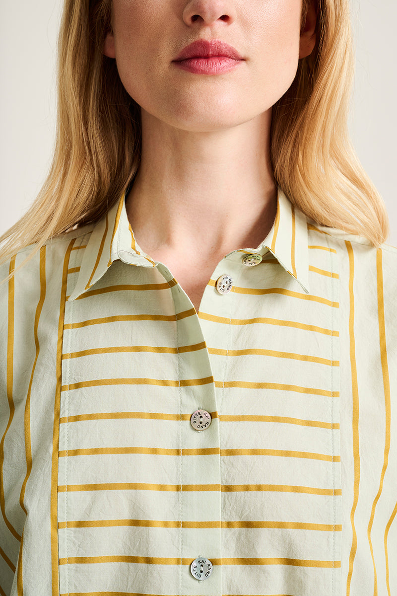 Golden stripes shirt with pleats