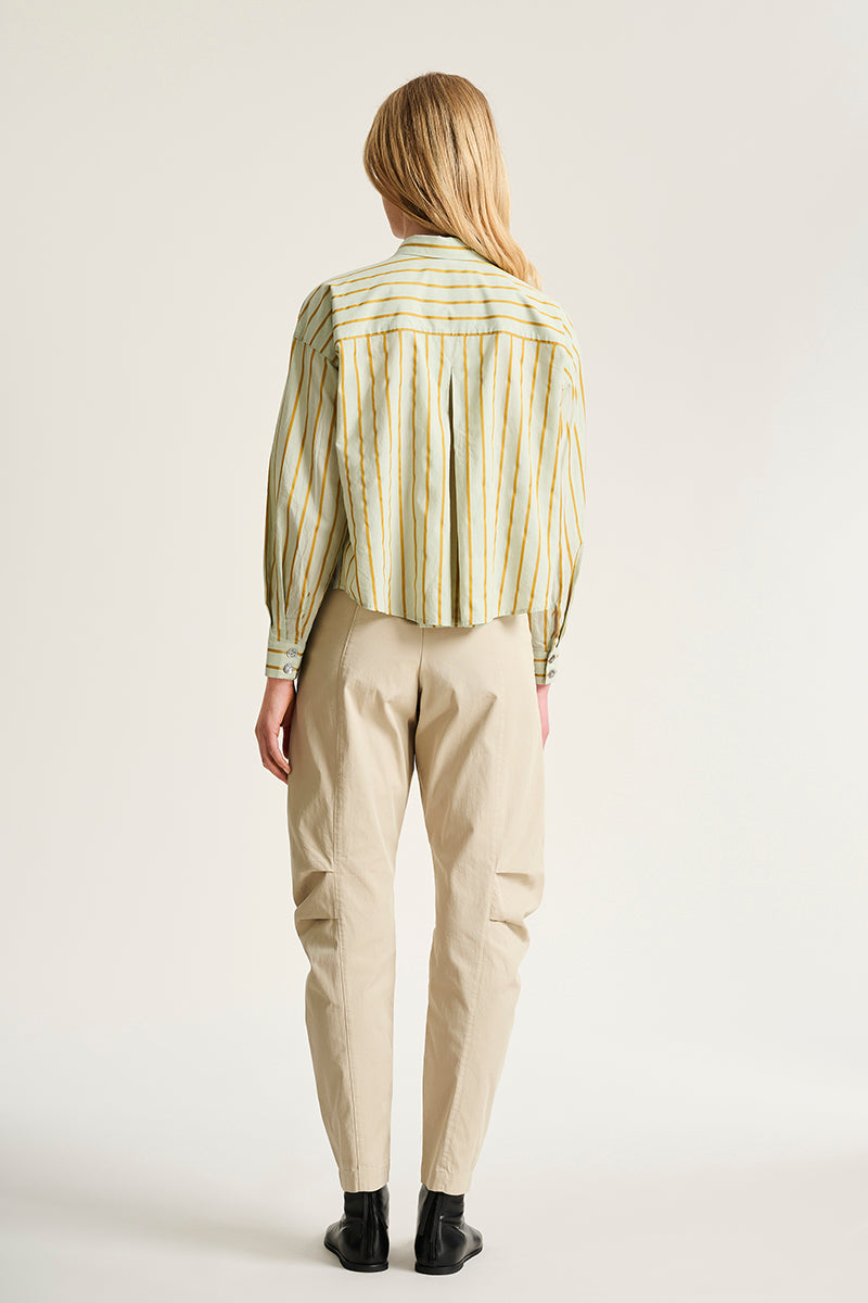Golden stripes shirt with pleats