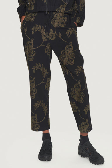 Embroidered leaf trousers