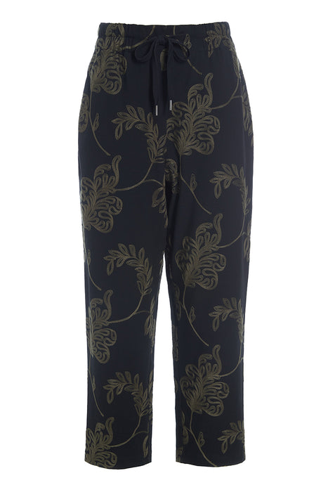 Embroidered leaf trousers