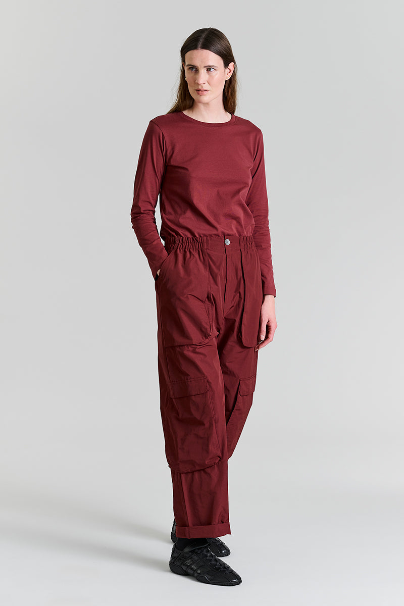 Fukkura poplin pants with pocket