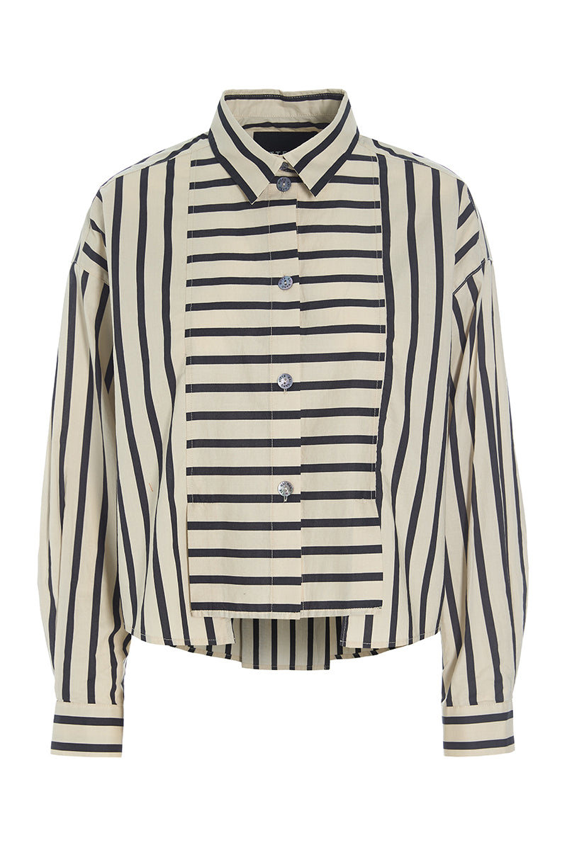 Pirate stripe blouse with pleats