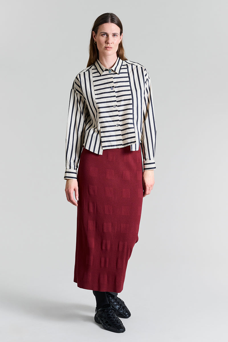 Pirate stripe blouse with pleats