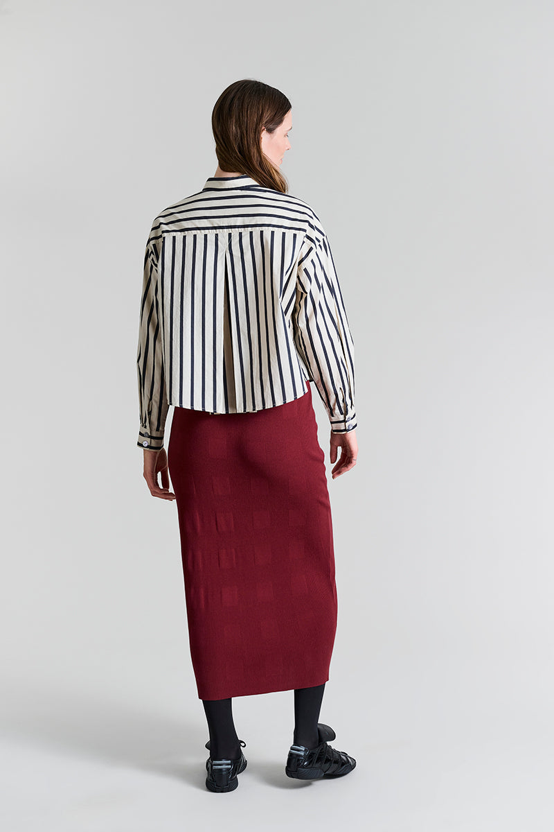 Pirate stripe blouse with pleats