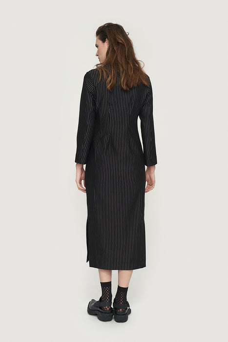 Pinstripe jersey long dress