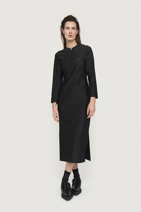 Pinstripe jersey long dress