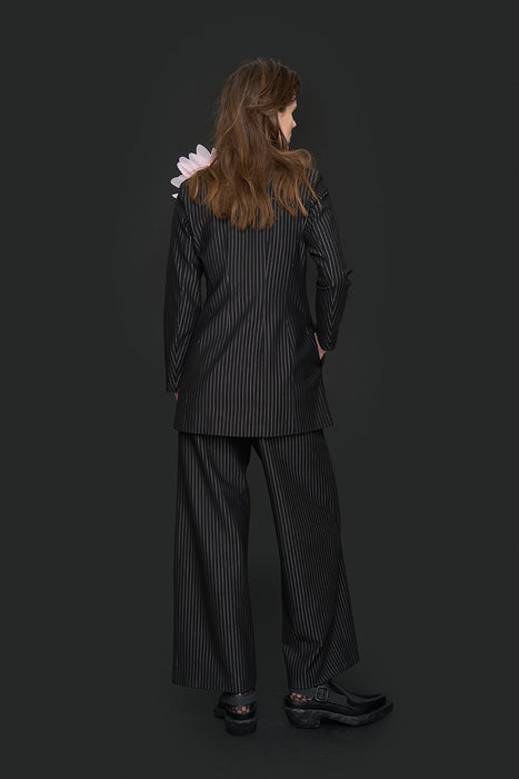 Pinstripe jersey wide trousers