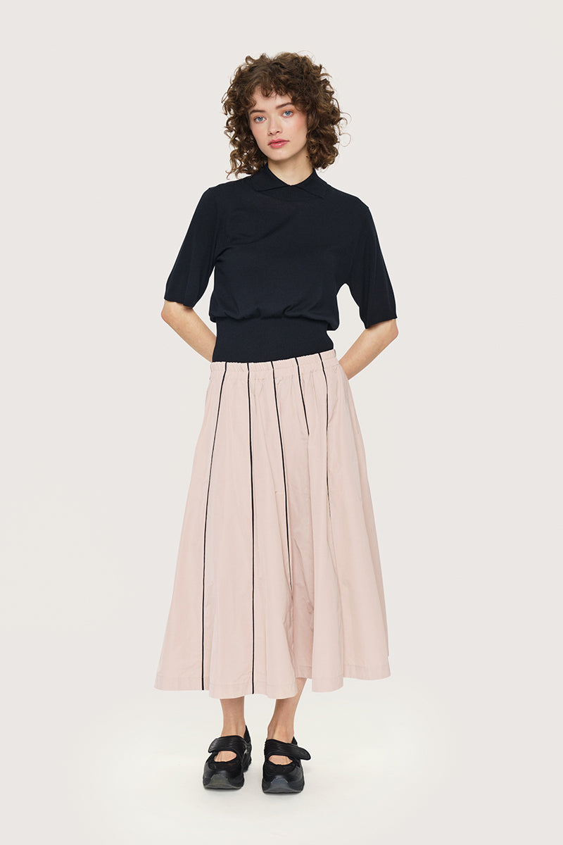 Fukkura poplin skirt with piping