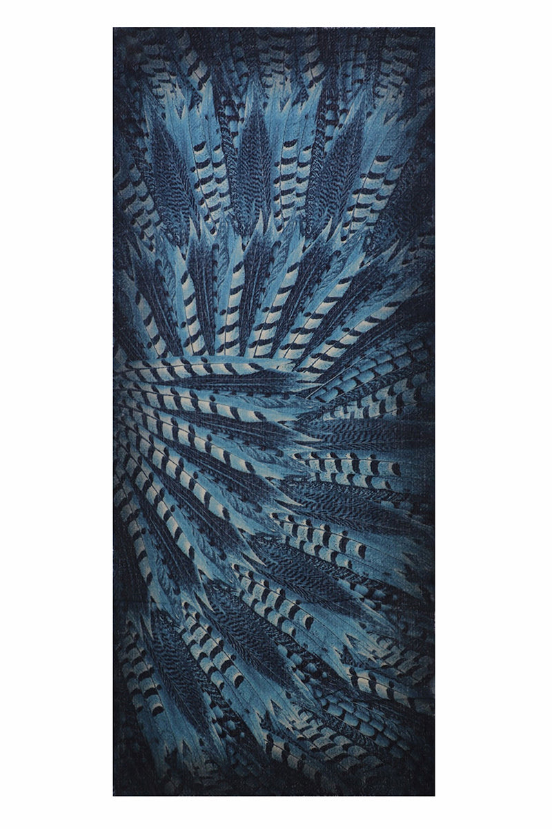 Scarf blue feather