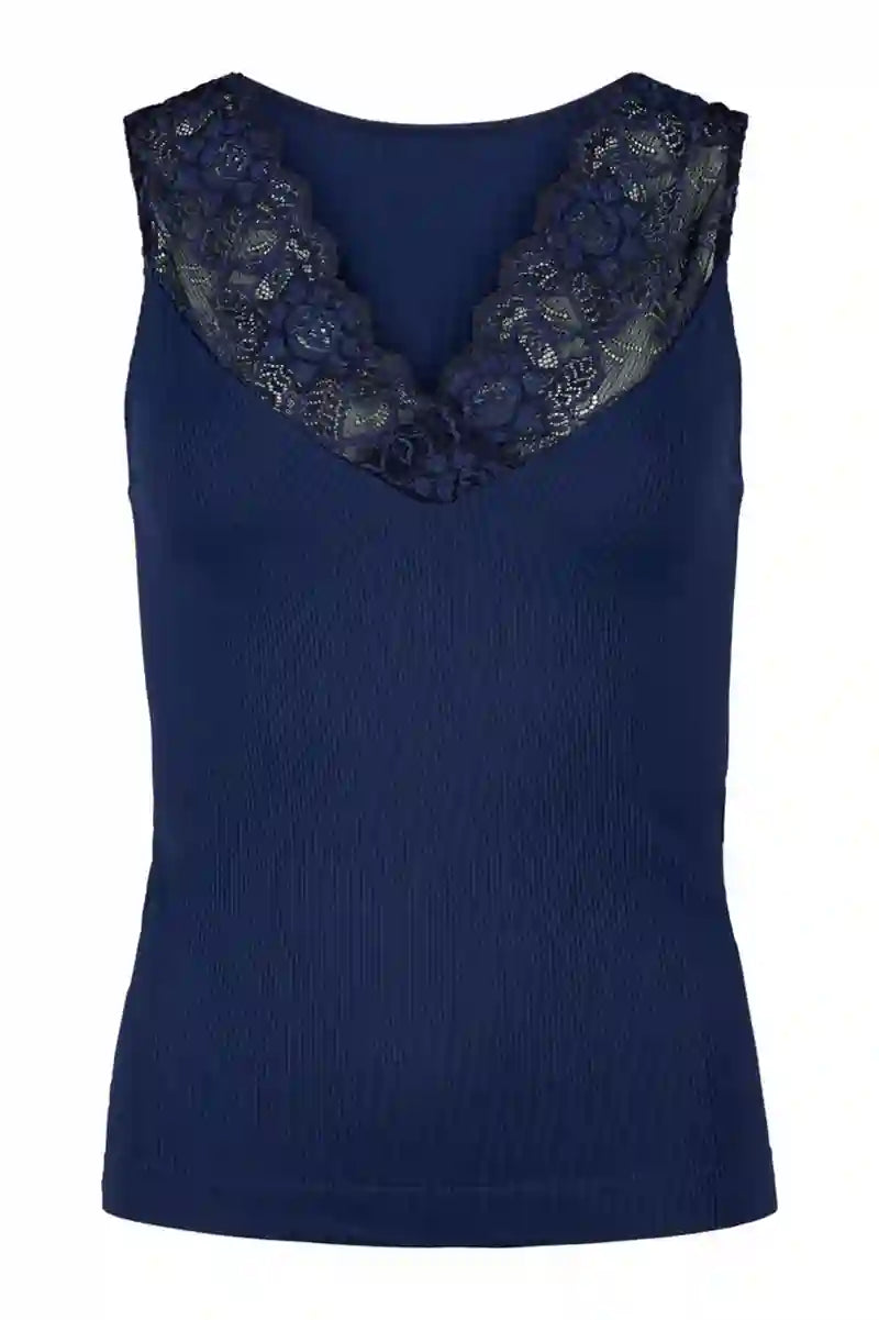 Belen rib v-lace Top