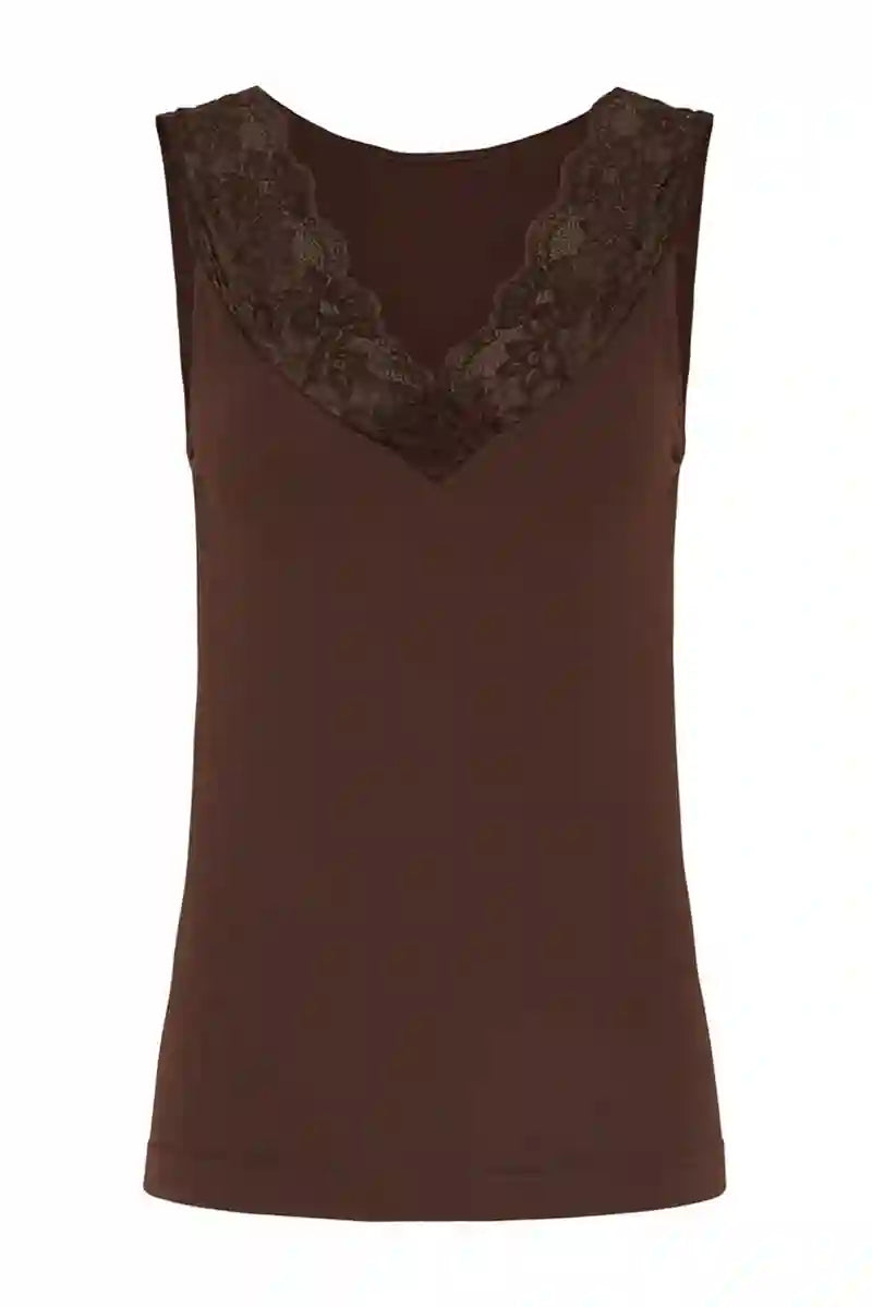 Belen rib v-lace Top