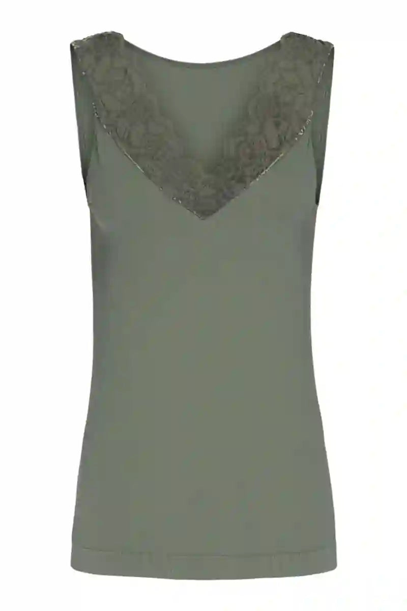 Belen rib v-lace Top