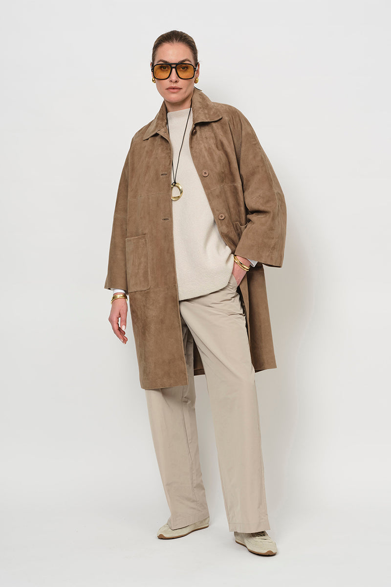 Suede long jacket