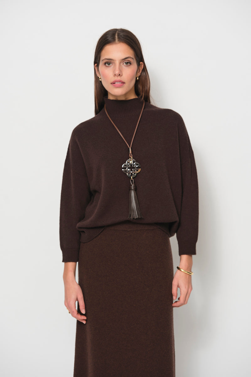 Raised neck cardigan
