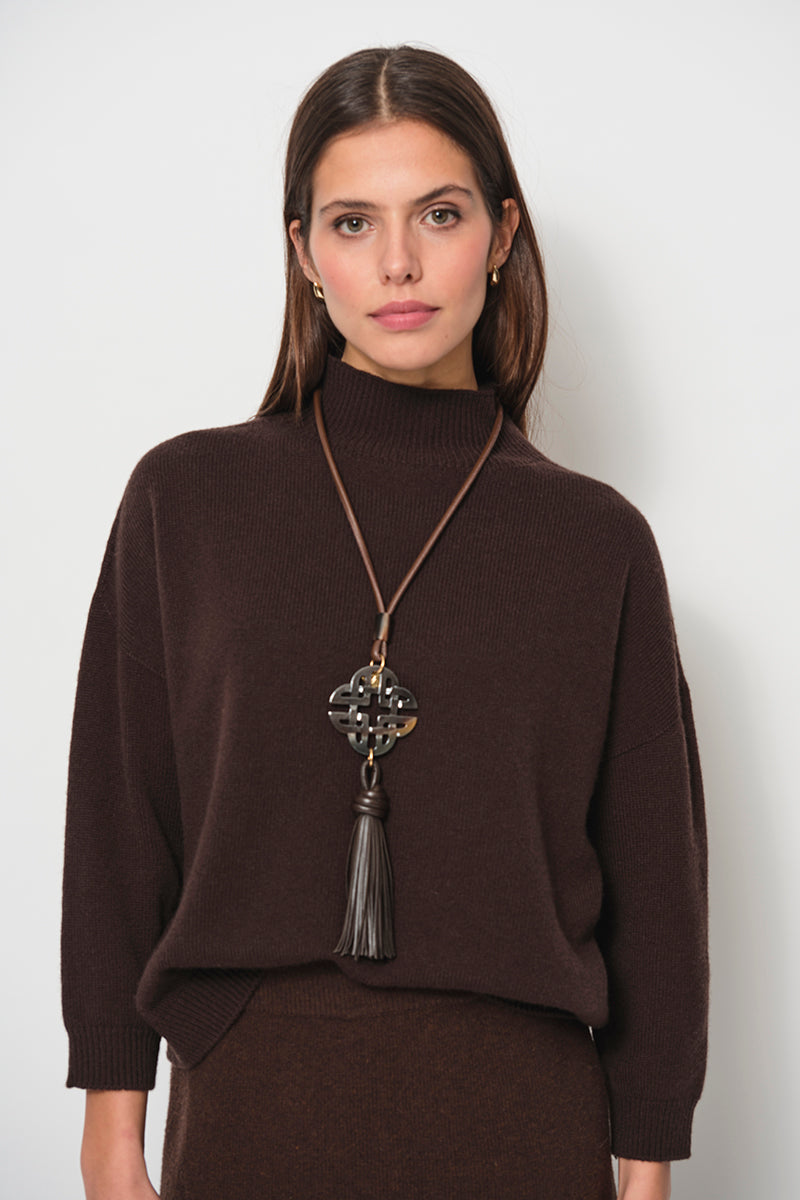 Raised neck cardigan