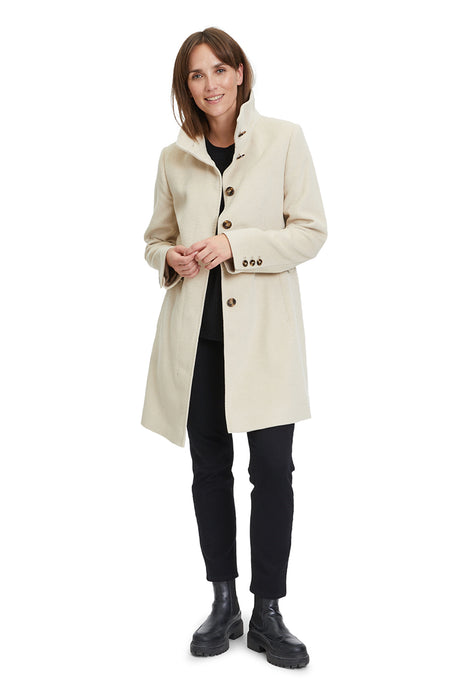 Wool coat with stand-up collar