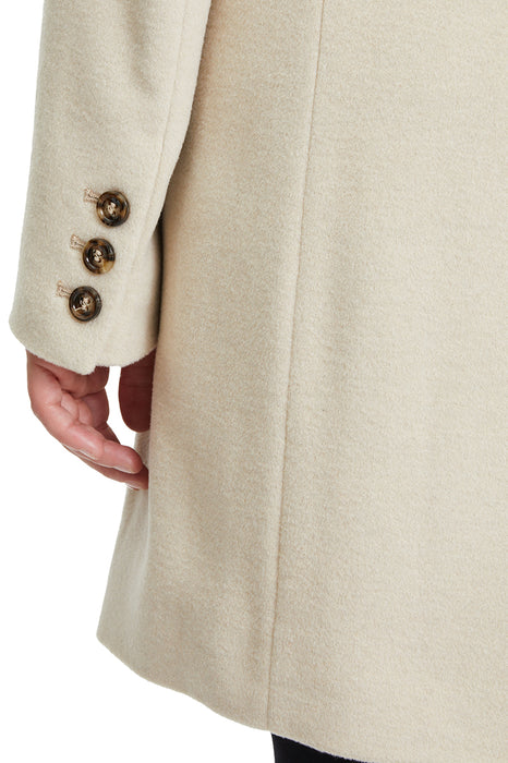 Wool coat with stand-up collar