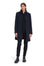 Wool coat with stand-up collar