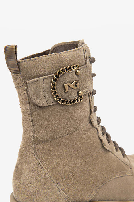 Suede combat boots